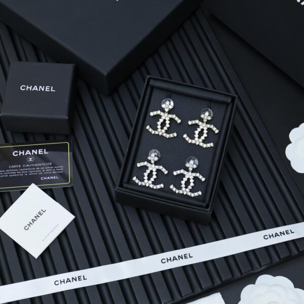 réplica,joyas,joyería,1:1,replica,fake,lujo,barato Pendientes grandes de doble C con diamantes de Chanel (ZXVCR)
