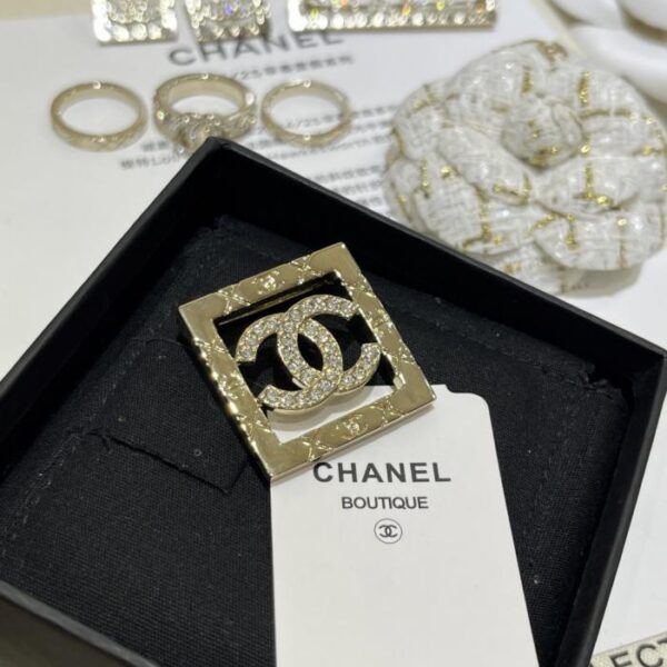 réplica,joyas,joyería,1:1,replica,fake,lujo,barato Broche cuadrado con doble C de diamantes huecos y diamantes Chanel 25P (ALSJ1)