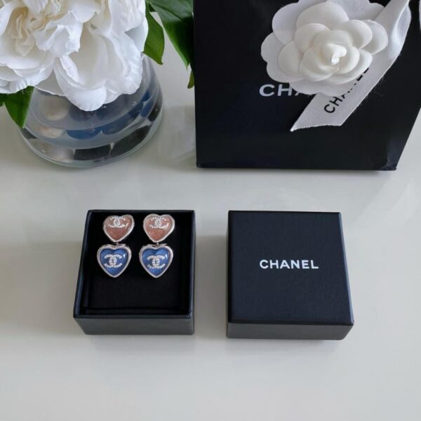 réplica,joyas,joyería,1:1,replica,fake,lujo,barato Pendientes Chanel Blue Heart Double C (SFQDY)