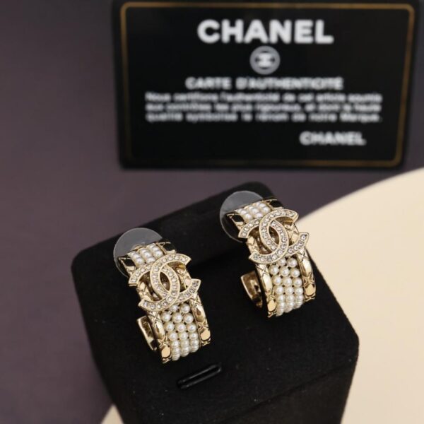réplica,joyas,joyería,1:1,replica,fake,lujo,barato Pendientes Chanel 25A de perla cuadrada con diamantes artesanales (88TNL)