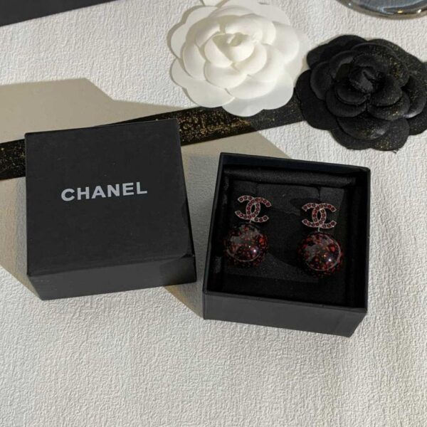 réplica,joyas,joyería,1:1,replica,fake,lujo,barato Pendientes Chanel 25A con corazón hueco y perla en oro con diseño de diamantes (QQSWK)