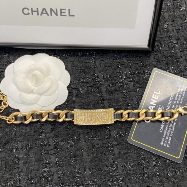 réplica,joyas,joyería,1:1,replica,fake,lujo,barato Pendientes de cadena de cuero CHANEL con doble C incrustada con pedrería (GHFC3)