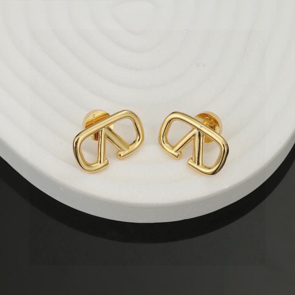 réplica,joyas,joyería,1:1,replica,fake,lujo,barato réplica,joyas,joyería,1:1,replica,fake,lujo,barato Pendientes de oro con el logotipo de Valentino V (0S8WC)