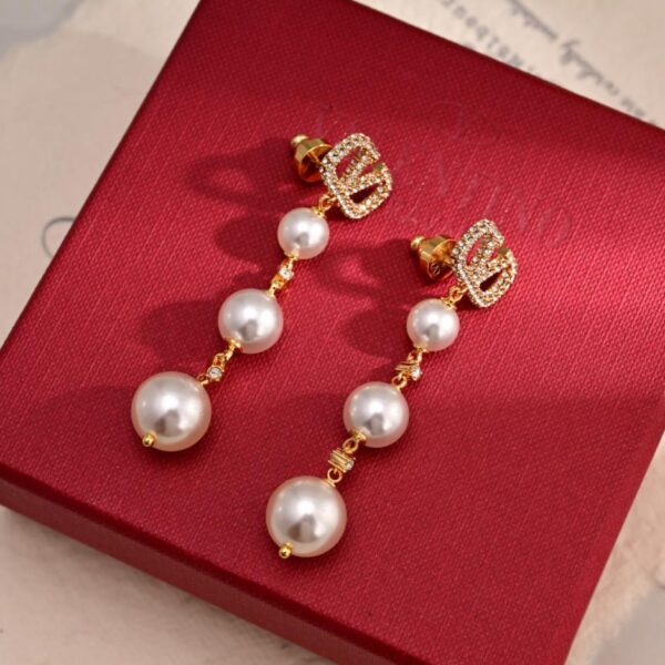 réplica,joyas,joyería,1:1,replica,fake,lujo,barato Pendientes Valentino de cuentas de arroz con diamantes, modelo nuevo, de latón ZP de consistencia media (N5TSN)
