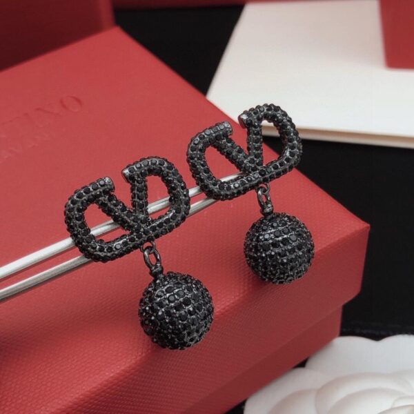 réplica,joyas,joyería,1:1,replica,fake,lujo,barato Pendientes Valentino con diamantes negros y diamantes macizos (T9KB4)