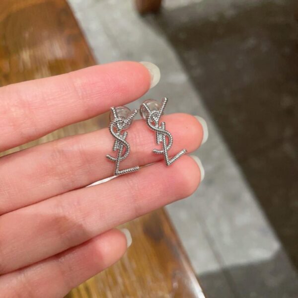réplica,joyas,joyería,1:1,replica,fake,lujo,barato Nuevos pendientes YSL de aguja de plata 925 (IWJ49)