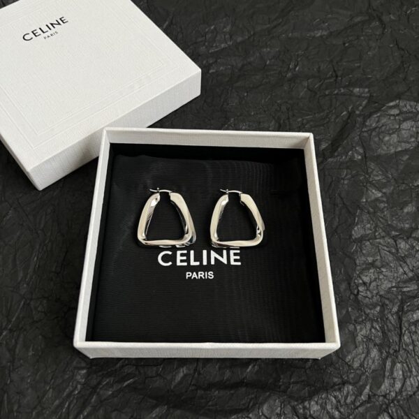 réplica,joyas,joyería,1:1,replica,fake,lujo,barato Pendientes grandes de plata con colgante pequeño de oro de Celine (N28FZ)