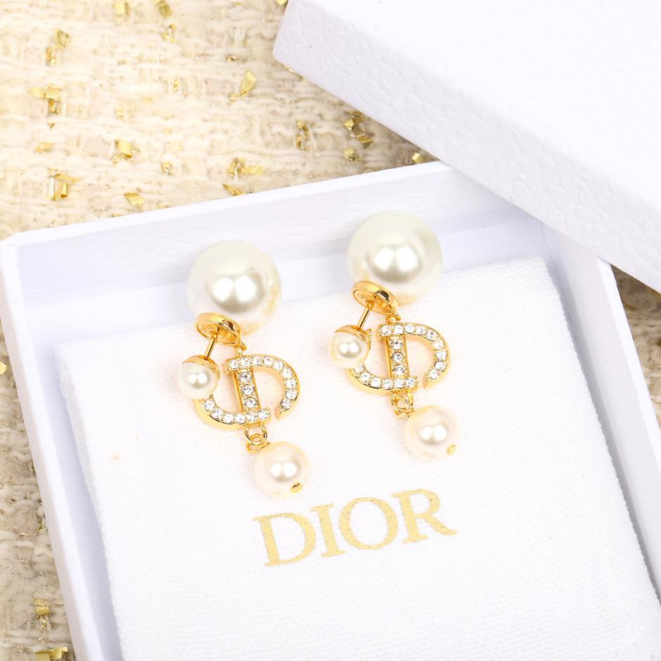 réplica,joyas,joyería,1:1,replica,fake,lujo,barato réplica,joyas,joyería,1:1,replica,fake,lujo,barato Pendientes Dior CD con cuentas grandes y pequeñas (OFIAK)