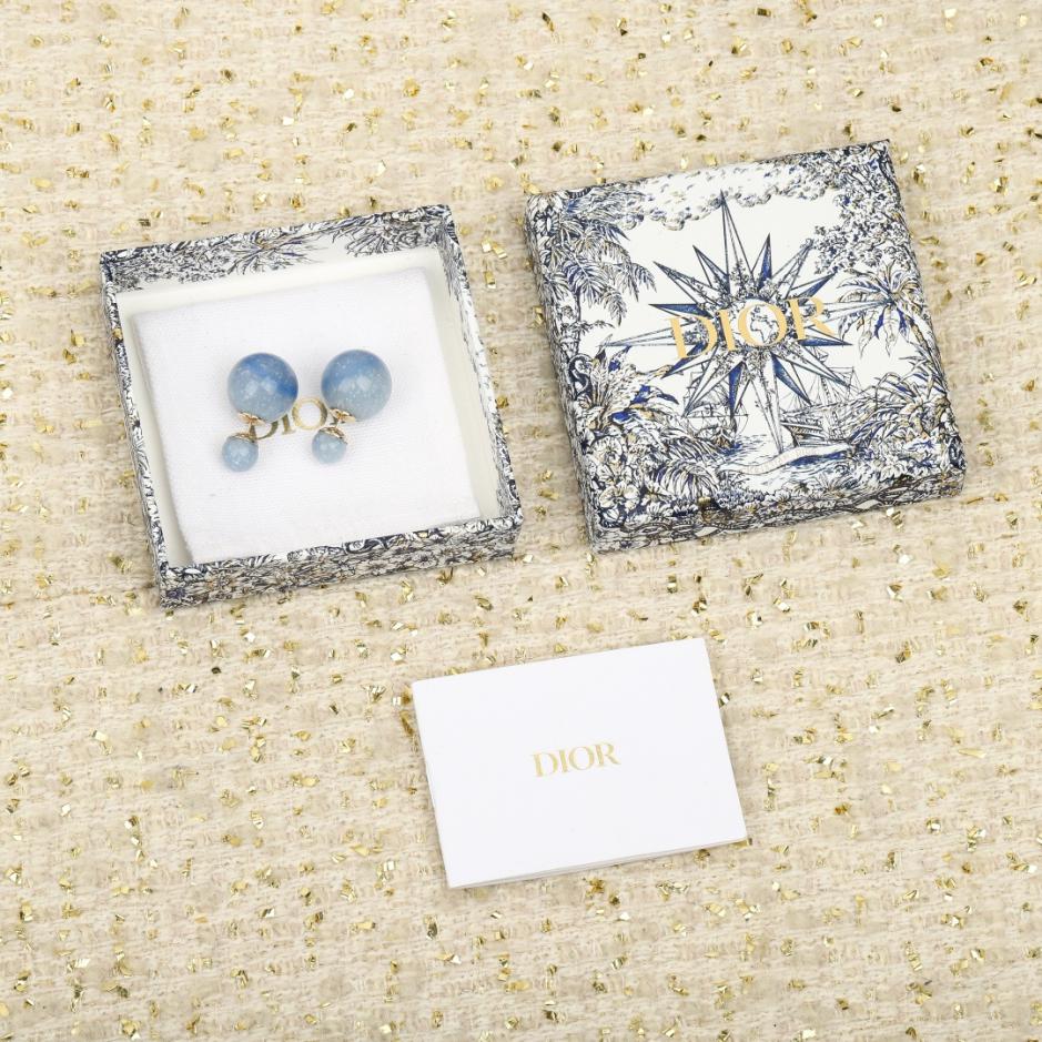réplica,joyas,joyería,1:1,replica,fake,lujo,barato réplica,joyas,joyería,1:1,replica,fake,lujo,barato Pendientes de botón de mármol azul Dior (P848L)