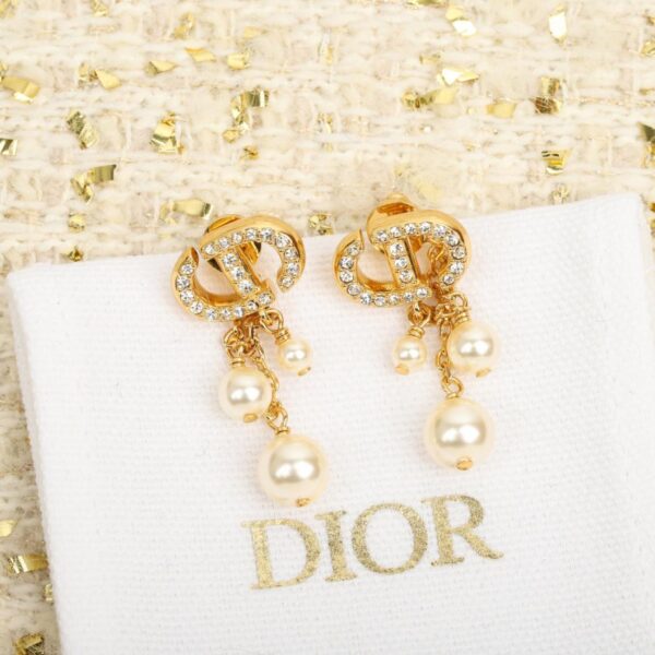 réplica,joyas,joyería,1:1,replica,fake,lujo,barato Pendientes Dior de tres pequeñas cuentas CD clásico + perlas de Swarovski (GZITK)