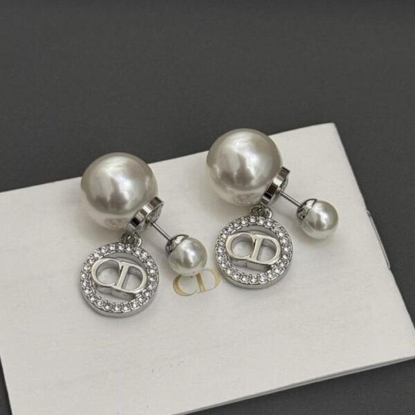 réplica,joyas,joyería,1:1,replica,fake,lujo,barato Pendientes Dior de perlas redondas de latón plateado (IXH72)