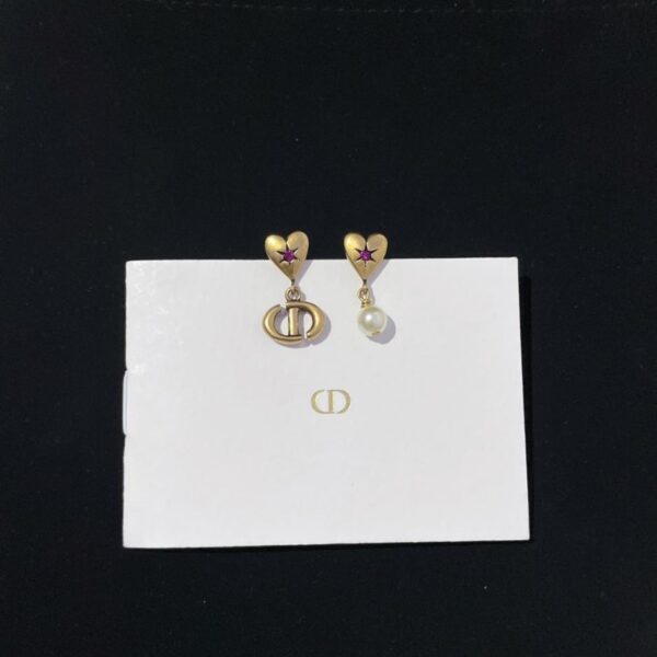 réplica,joyas,joyería,1:1,replica,fake,lujo,barato Pendientes Dior Vintage con forma de corazón y cuentas de CD (3VTPH)