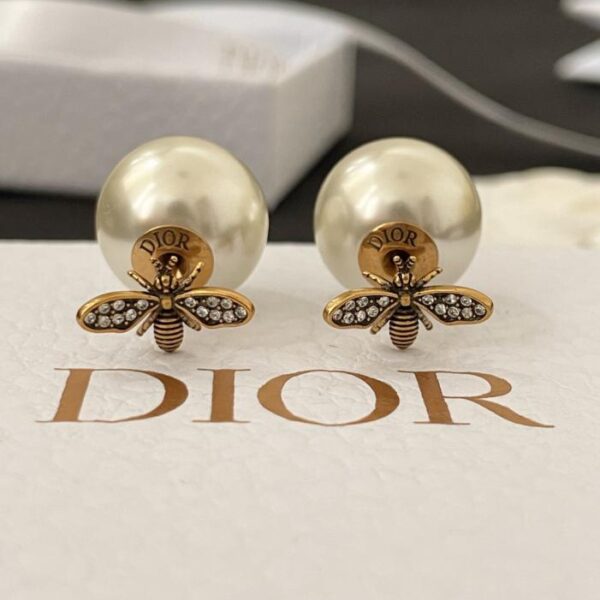 réplica,joyas,joyería,1:1,replica,fake,lujo,barato Pendientes de abeja de diamantes y perlas de Dior (5RH7J)
