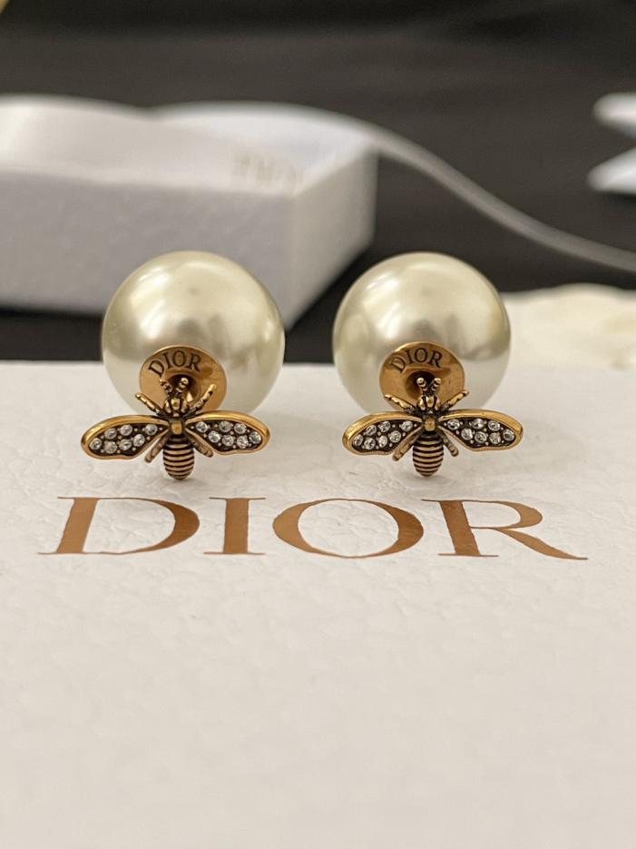 réplica,joyas,joyería,1:1,replica,fake,lujo,barato réplica,joyas,joyería,1:1,replica,fake,lujo,barato Pendientes de abeja de diamantes y perlas de Dior (5RH7J)
