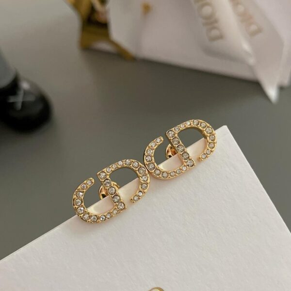 réplica,joyas,joyería,1:1,replica,fake,lujo,barato Pendientes Dior CD con diamantes en oro y plata (QJ5UE)