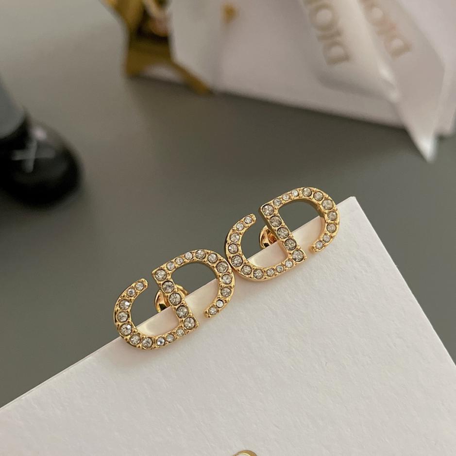réplica,joyas,joyería,1:1,replica,fake,lujo,barato réplica,joyas,joyería,1:1,replica,fake,lujo,barato Pendientes Dior CD con diamantes en oro y plata (QJ5UE)