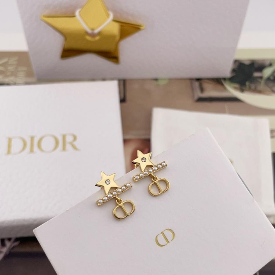 réplica,joyas,joyería,1:1,replica,fake,lujo,barato réplica,joyas,joyería,1:1,replica,fake,lujo,barato Pendientes CD con cuentas horizontales y estrellas de Dior (4G5SI)