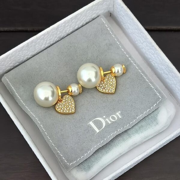 réplica,joyas,joyería,1:1,replica,fake,lujo,barato Dior último modelo perlas grandes y pequeñas llenas de diamantes corazón consistente ZP material de latón (49WIO)