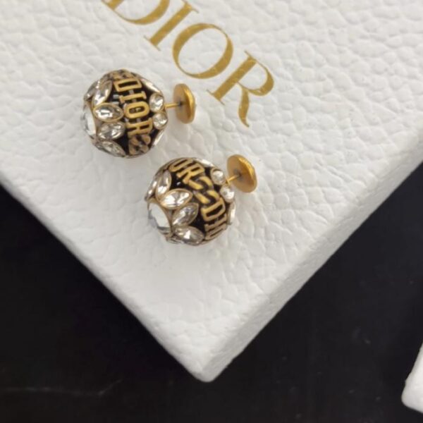 réplica,joyas,joyería,1:1,replica,fake,lujo,barato Pendientes Dior con forma de oreja de trigo y bola de diamantes de imitación (7F8WW)