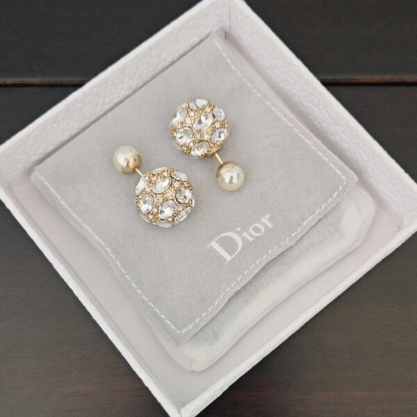réplica,joyas,joyería,1:1,replica,fake,lujo,barato Los últimos pendientes grandes de perlas grandes y pequeñas de diamantes llenos de Dior, material de latón ZP consistente (26ENV)