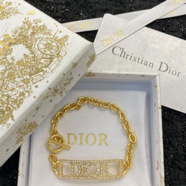 réplica,joyas,joyería,1:1,replica,fake,lujo,barato Pulsera Dior con letras de oro y diamantes (7C5XA)