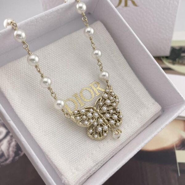 réplica,joyas,joyería,1:1,replica,fake,lujo,barato Collar de perlas con forma de mariposa hueca de Dior (5ISEE)
