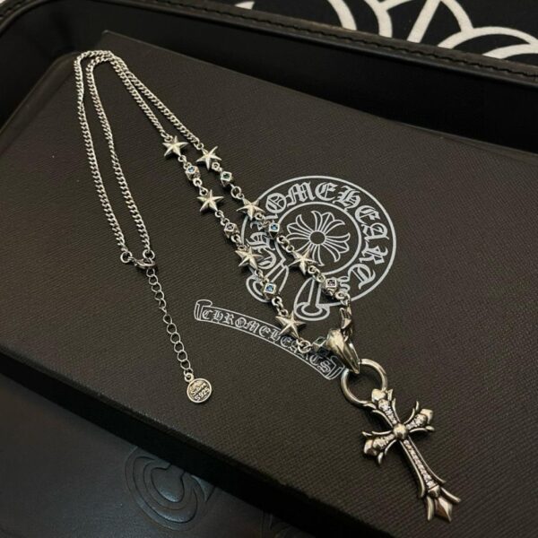 réplica,joyas,joyería,1:1,replica,fake,lujo,barato Nuevo collar clásico vintage de Chrome Hearts con colgante de cruz de diamantes (K5J3E) de alta calidad.