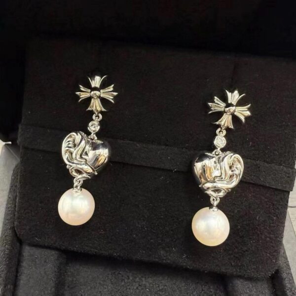 réplica,joyas,joyería,1:1,replica,fake,lujo,barato Pendientes de perlas de marca compartida Chrome Hearts x Mikimoto (ER4LL)