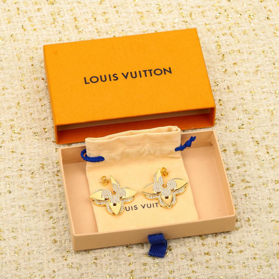 réplica,joyas,joyería,1:1,replica,fake,lujo,barato réplica,joyas,joyería,1:1,replica,fake,lujo,barato Pendientes florales con logotipo 3D verde de Louis Vuitton (68BYH)