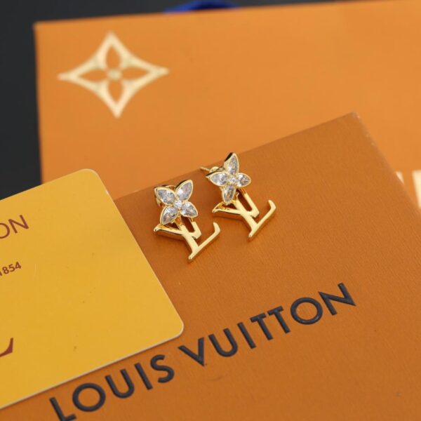 réplica,joyas,joyería,1:1,replica,fake,lujo,barato Pendientes LADY LV con cadena pequeña y diamantes cuadrados (YM92S)