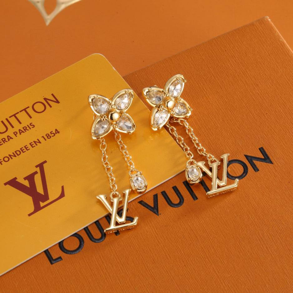 réplica,joyas,joyería,1:1,replica,fake,lujo,barato réplica,joyas,joyería,1:1,replica,fake,lujo,barato Pendientes de trébol de cuatro hojas de oro LV (OFFQ4)