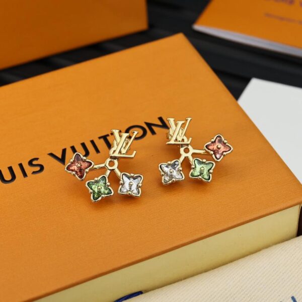 réplica,joyas,joyería,1:1,replica,fake,lujo,barato Pendientes Louis Vuitton de flores asimétricas, edición limitada de primavera, con diamantes de colores (8NEX5)