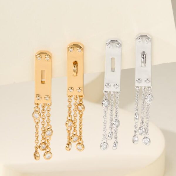 réplica,joyas,joyería,1:1,replica,fake,lujo,barato Nuevos pendientes Hermes Kelly con borlas de diamantes (6P5R6)