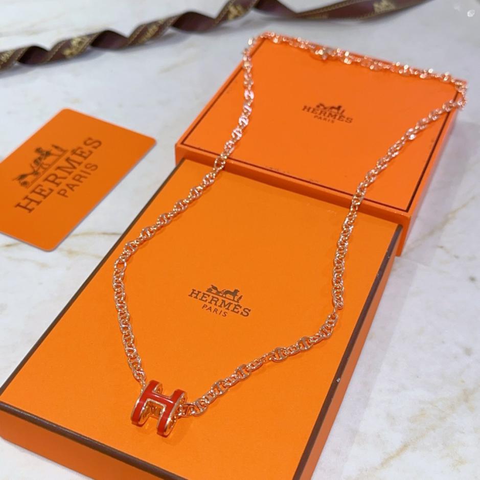 réplica,joyas,joyería,1:1,replica,fake,lujo,barato réplica,joyas,joyería,1:1,replica,fake,lujo,barato Collar Hermes con letra H ovalada (6JVY0)