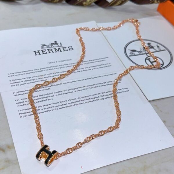 réplica,joyas,joyería,1:1,replica,fake,lujo,barato Collar Hermes con letra H ovalada (GO08Y)