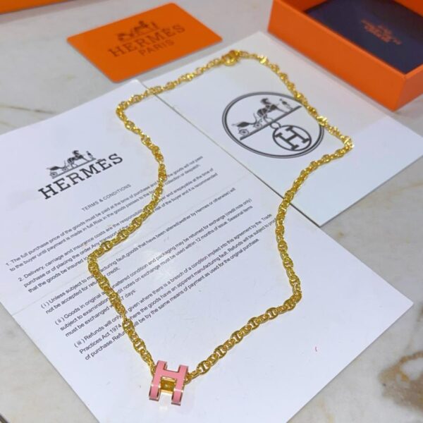 réplica,joyas,joyería,1:1,replica,fake,lujo,barato Collar Hermes con letra H ovalada (MJLBO)