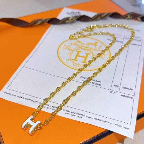 réplica,joyas,joyería,1:1,replica,fake,lujo,barato Collar Hermes con letra H ovalada (TEWL2)