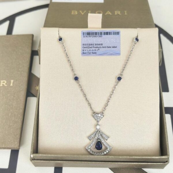réplica,joyas,joyería,1:1,replica,fake,lujo,barato Collar Bulgari con falda de zafiro y diamantes, versión de mostrador, nueva actualización, plata de gran tamaño, material V, producción de oro, diamante de alto carbono 5A (IAHJV).