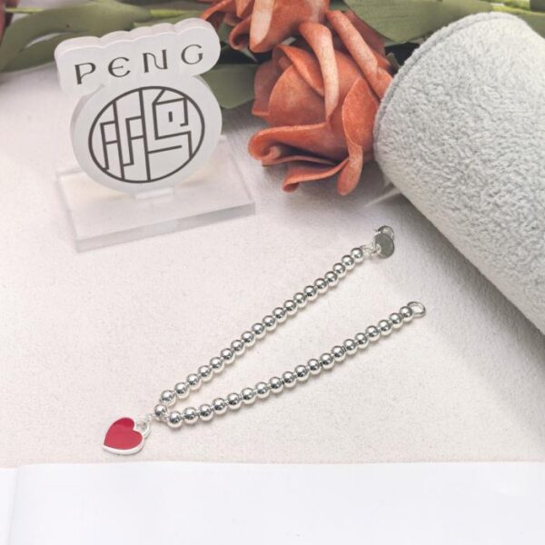 réplica,joyas,joyería,1:1,replica,fake,lujo,barato Pulsera Tiffany Love con cuentas redondas en versión contadora, versión roja, en plata de ley Ag925 (6 g) (K4M0F)