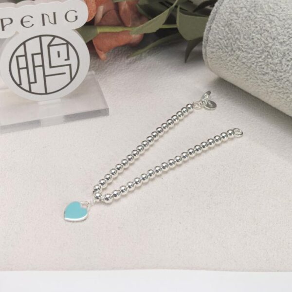 réplica,joyas,joyería,1:1,replica,fake,lujo,barato Pulsera Tiffany Love con cuentas redondas en versión contadora, versión azul, en plata de ley Ag925 (6 g) (YM55B)