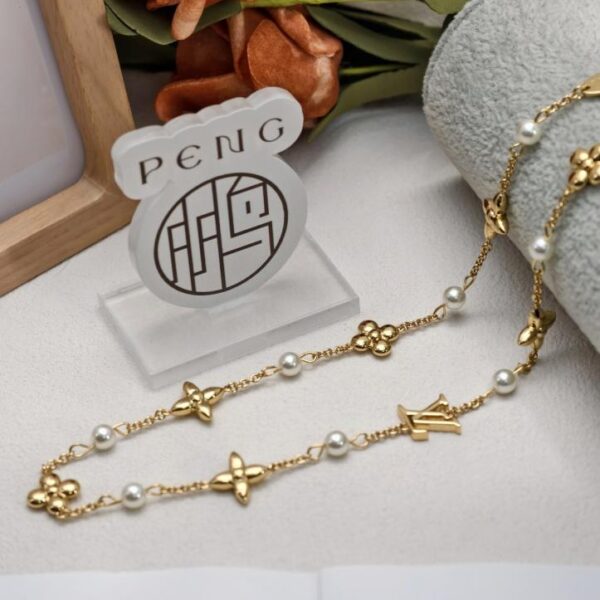 réplica,joyas,joyería,1:1,replica,fake,lujo,barato Collar de perlas de flores LV, latón de alta calidad, perla de resina (RHVMY)