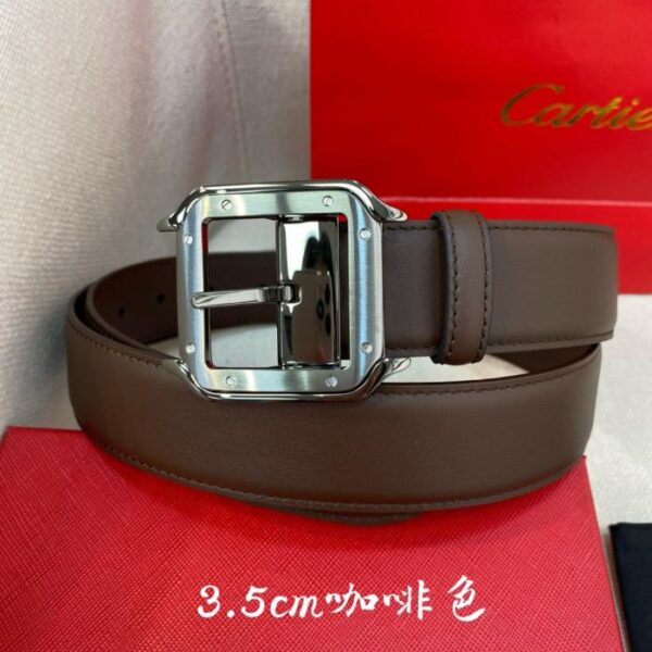 réplica,joyas,joyería,1:1,replica,fake,lujo,barato Cinturón Cartier con hebilla de alfiler y logotipo Cartier, de piel negra y marrón, de doble cara (AT2KI)