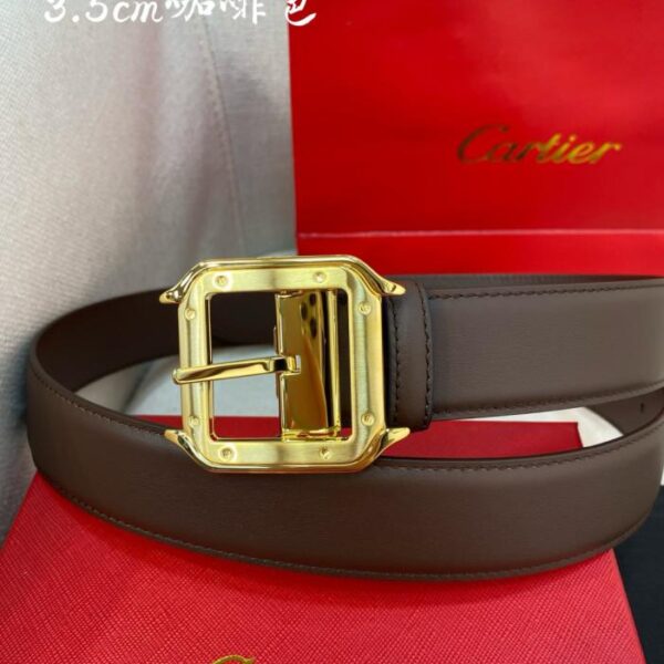 réplica,joyas,joyería,1:1,replica,fake,lujo,barato Cinturón Cartier con hebilla de alfiler y logotipo Cartier, de piel negra y marrón, de doble cara (XLZL5)