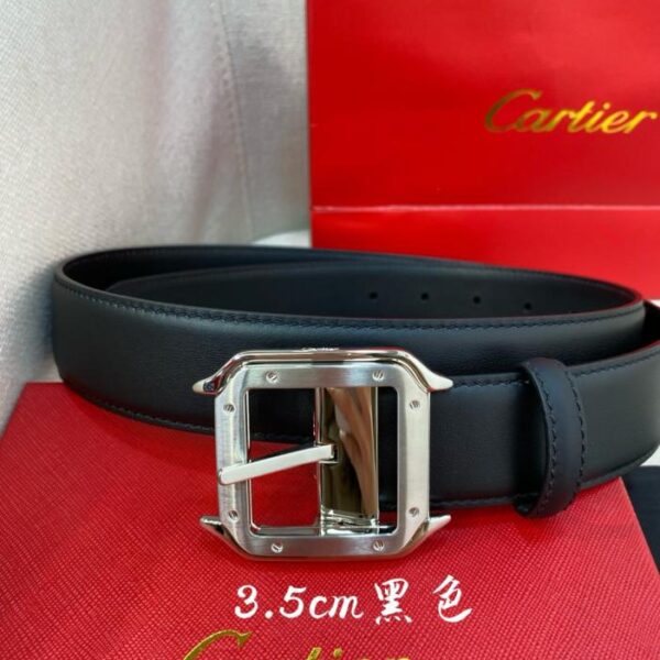 réplica,joyas,joyería,1:1,replica,fake,lujo,barato Cinturón Cartier con hebilla de alfiler y logotipo de Cartier, de piel negra y marrón, de doble cara (L8SXL)