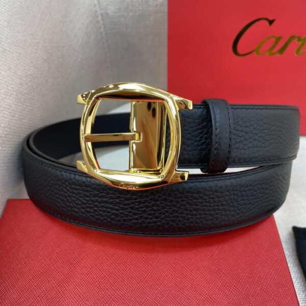 réplica,joyas,joyería,1:1,replica,fake,lujo,barato Cinturón Cartier con hebilla de alfiler y logotipo Cartier, de piel negra y marrón, de doble cara (MXIRX)