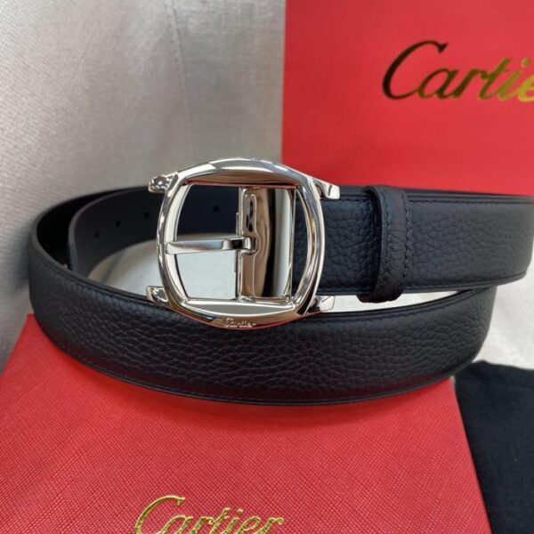 réplica,joyas,joyería,1:1,replica,fake,lujo,barato Cinturón Cartier con hebilla de alfiler y logotipo de Cartier, de piel negra y marrón, de doble cara (L8SXL)