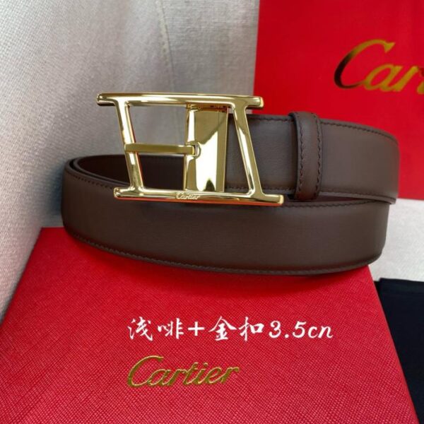 réplica,joyas,joyería,1:1,replica,fake,lujo,barato Cinturón Cartier con hebilla de alfiler y logotipo de Cartier, de piel negra y marrón, de doble cara (SDTQZ)