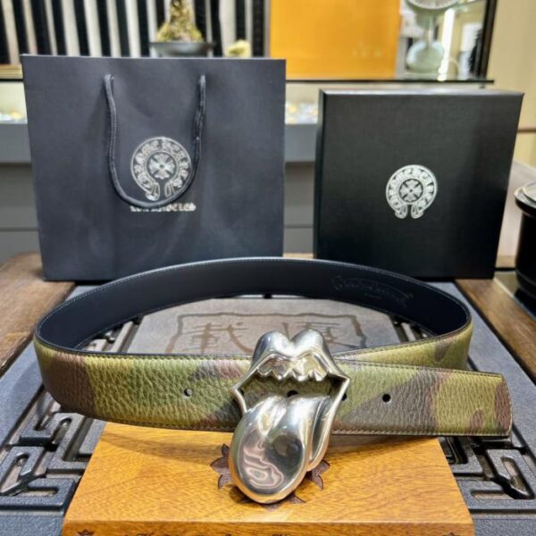 réplica,joyas,joyería,1:1,replica,fake,lujo,barato Cinturón negro desmontable Chrome Hearts, piel de vacuno encerada original, hebilla de latón con baño de plata 925 (AVAZZ)