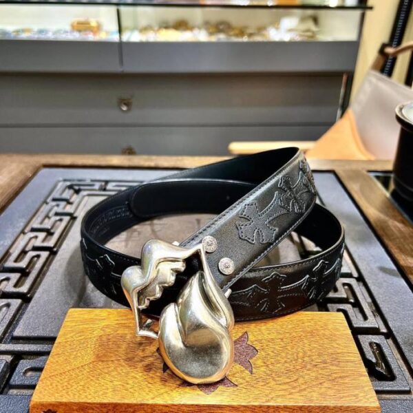 réplica,joyas,joyería,1:1,replica,fake,lujo,barato Cinturón rojo «Disassembly» de Rolling Stone con lengüeta de Chrome Hearts. Hebilla original de piel de vaca encerada y latón bañada en plata 925 (GTVVK).