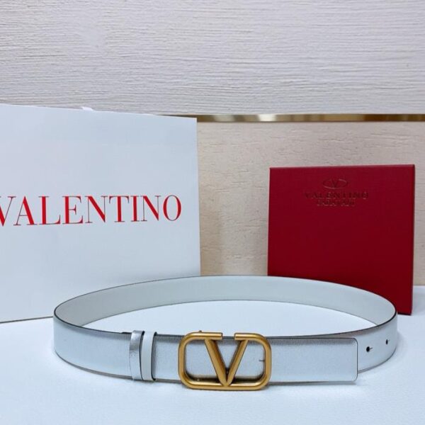 réplica,joyas,joyería,1:1,replica,fake,lujo,barato Cinturón reversible de piel de becerro brillante con hebilla clásica de latón VALENTINO GARAVANI VLOGO SIGNATURE (XHVI4)